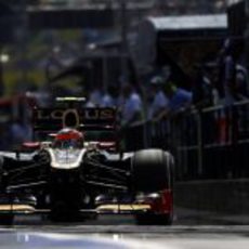 Romain Grosjean pilota el E20 en el circuito de Hungaroring