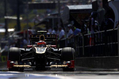 Romain Grosjean pilota el E20 en el circuito de Hungaroring