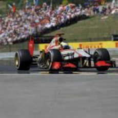 Pedro de la Rosa a los mandos del F112 durante el GP de Hungría 2012