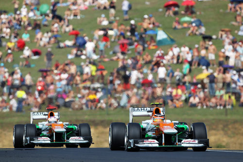 Nico Hülkenberg y Paul di Resta ruedan en Hungaroring