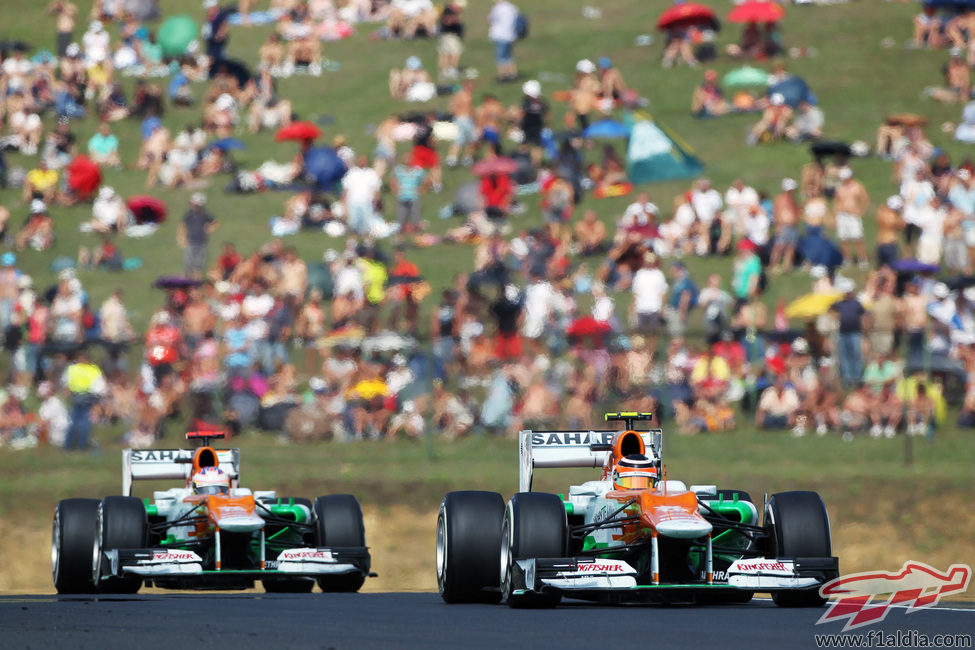 Nico Hülkenberg y Paul di Resta ruedan en Hungaroring