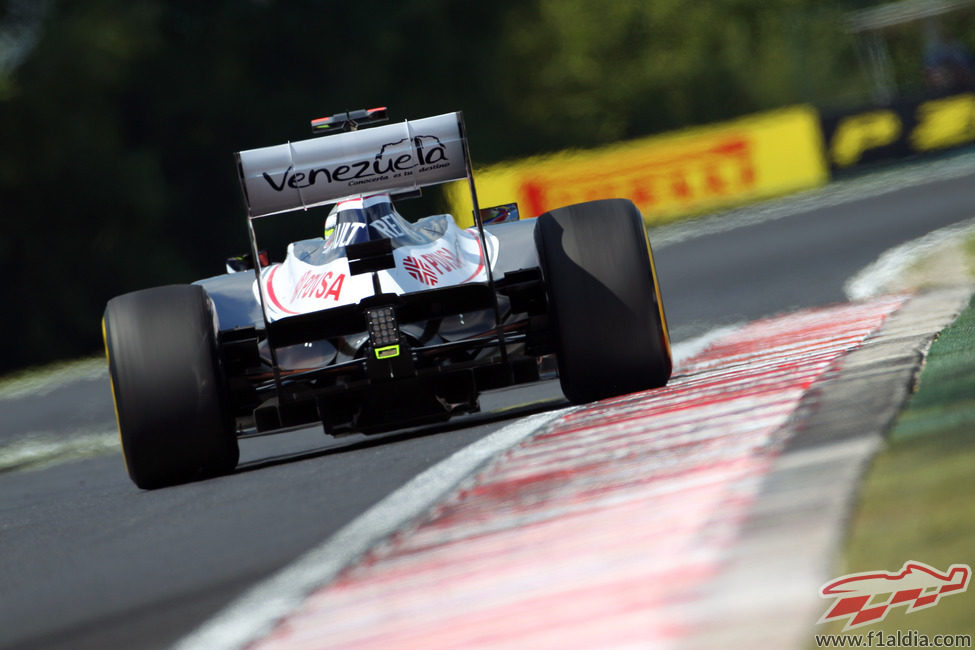 Plano trasero del FW34 de Pastor Maldonado en Hungría