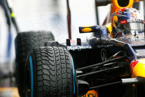 Detalle de la goma de agua de Sebastian Vettel en Spa