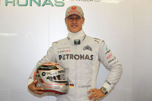 Michael Schumacher con su casco especial en Spa