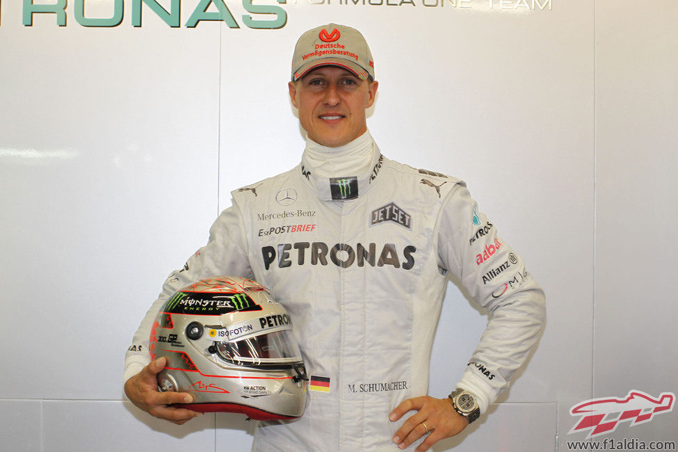 Michael Schumacher con su casco especial en Spa