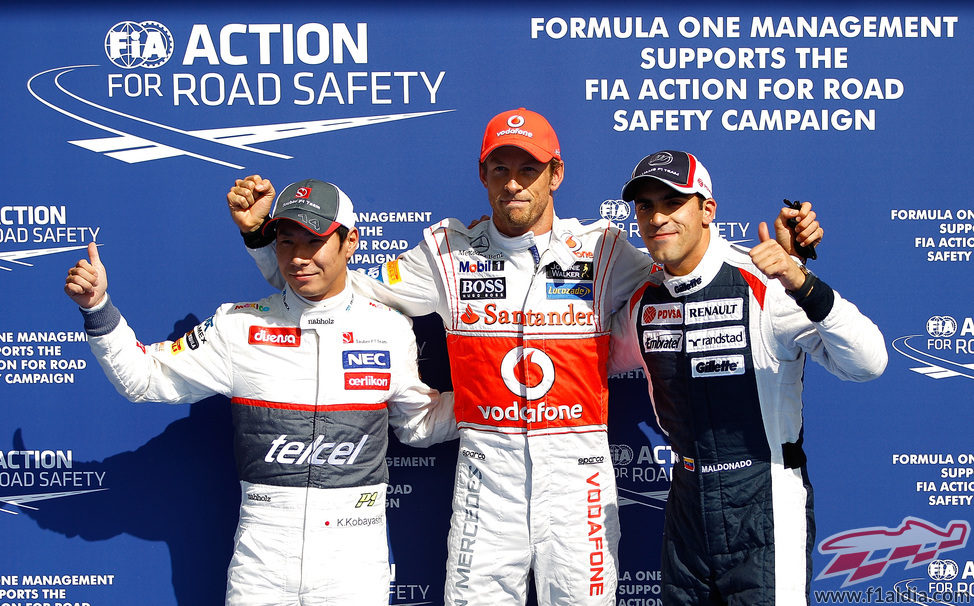 Jenson Button, Kamui Kobayashi y Pastor Maldonado los mejores en la clasificación de Spa