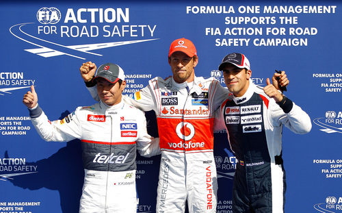 Jenson Button, Kamui Kobayashi y Pastor Maldonado los mejores en la clasificación de Spa
