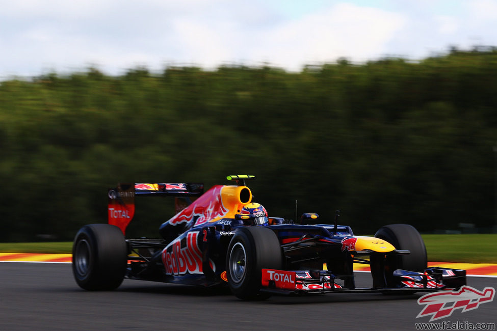 Mark Webber disputa los Libres 3 del GP de Bélgica 2012