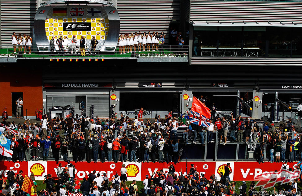 El podio del Gran Premio de Bélgica