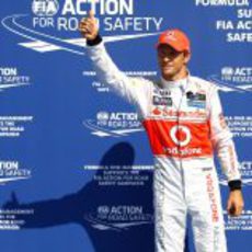 Jenson Button celebra su 'pole' en el GP de Bélgica 2012