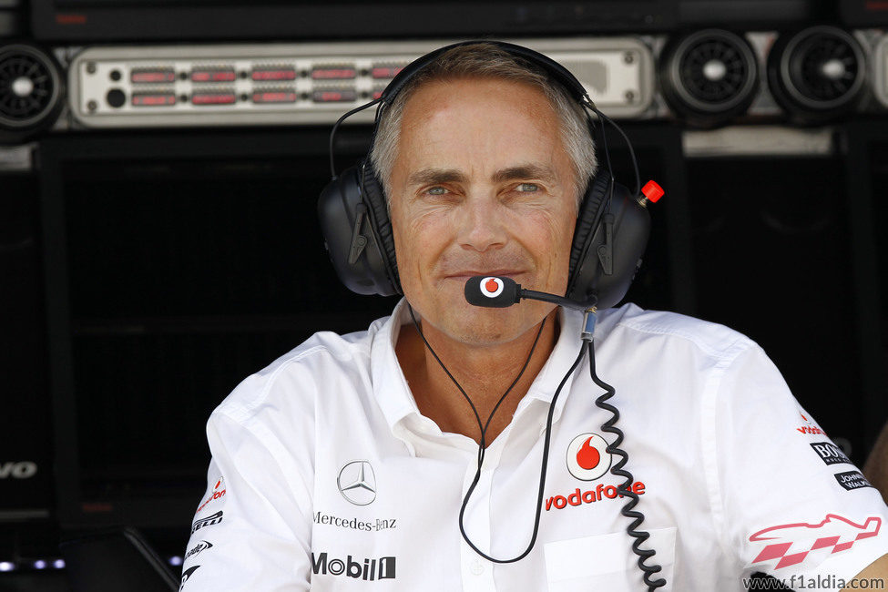 Martin Whitmarsh en el muro de McLaren durante los libres