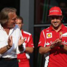 Luca di Montezemolo y Fernando Alonso en Monza 2012