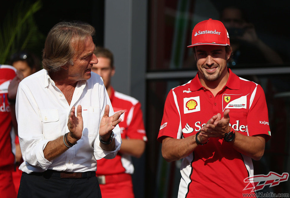 Luca di Montezemolo y Fernando Alonso en Monza 2012