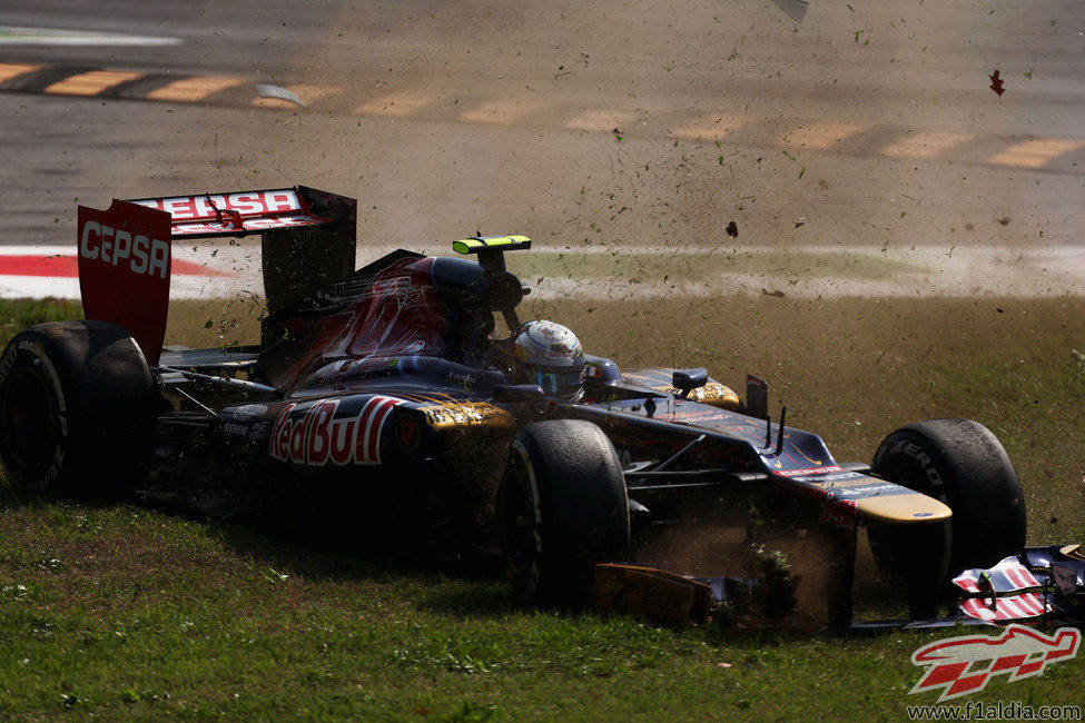 Accidente de Jean-Eric Vergne en el GP de Italia 2012