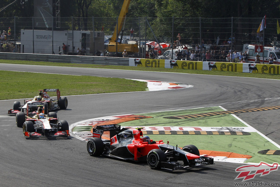 Charles Pic terminó por delante de los dos HRT en Monza