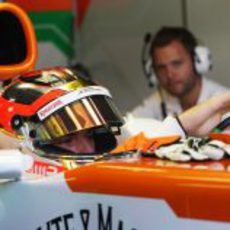 Jules Bianchi se subió al Vjm05 en los Libres 1 del GP de Italia 2012