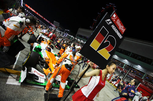 Nico Hülkenberg en la parrilla del GP de Singapur 2012