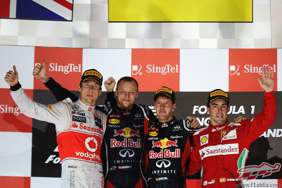 El podio del Gran Premio de Singapur 2012