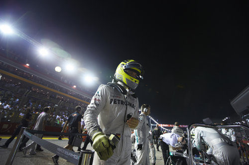 Nico Rosberg en la parrilla del GP de Singapur 2012