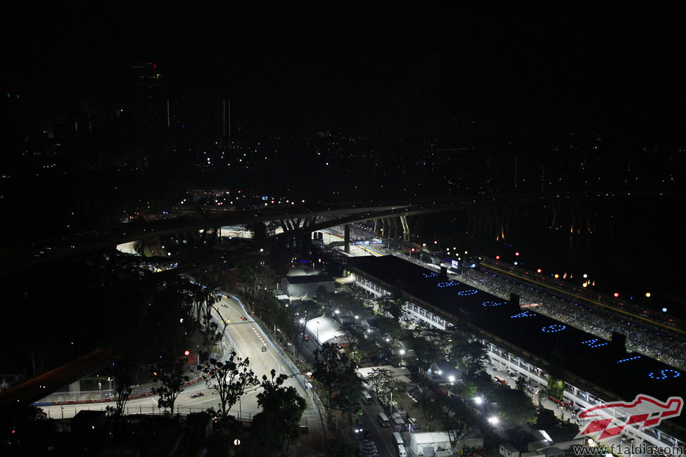 El montaje del Gran Premio de Singapur