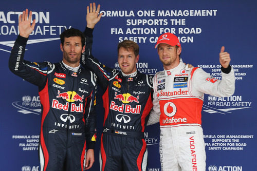 Vettel, Webber y Button, los tres mejores de la clasificación en Suzuka