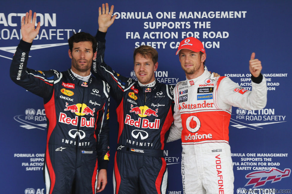Vettel, Webber y Button, los tres mejores de la clasificación en Suzuka