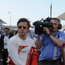 Fernando Alonso momentos antes de empezar el GP de Japón 2012