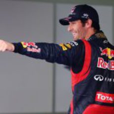 Mark Webber celebra su segunda pole de la temporada en Corea