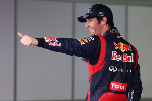 Mark Webber celebra su segunda pole de la temporada en Corea