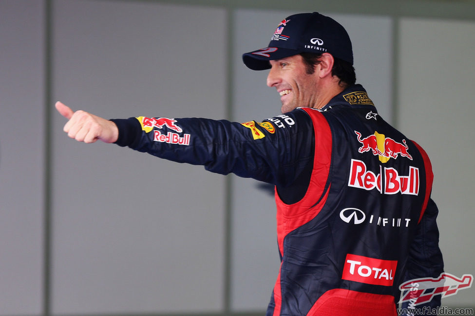 Mark Webber celebra su segunda pole de la temporada en Corea