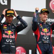 Vettel y Webber en el podio del GP de Corea 2012