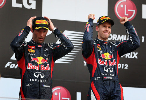 Vettel y Webber en el podio del GP de Corea 2012