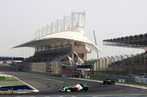 Sutil en la primera curva del circuito