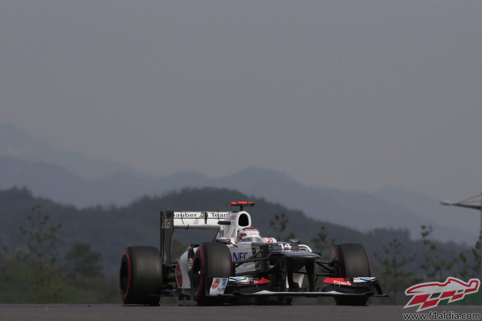 Kamui Kobayashi rueda en el Gran Premio de Corea