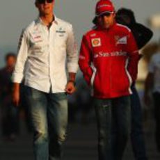 Schumacher y Massa, juntos en el GP de Corea 2012