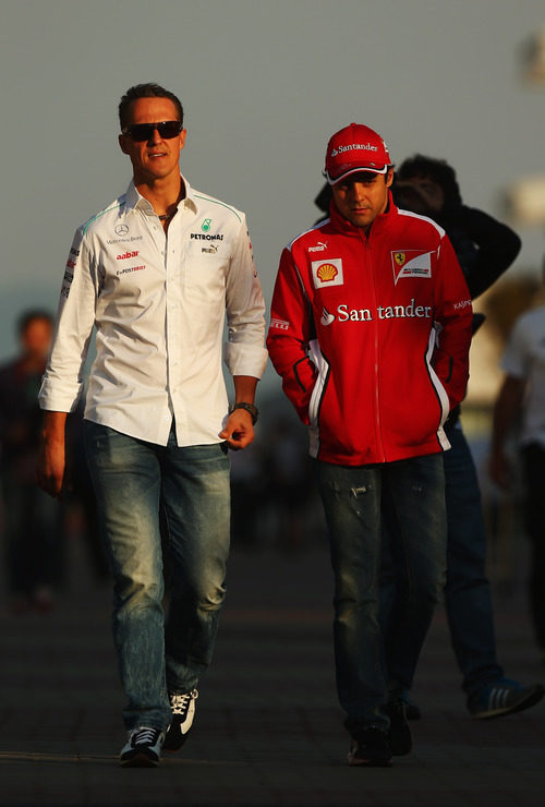 Schumacher y Massa, juntos en el GP de Corea 2012