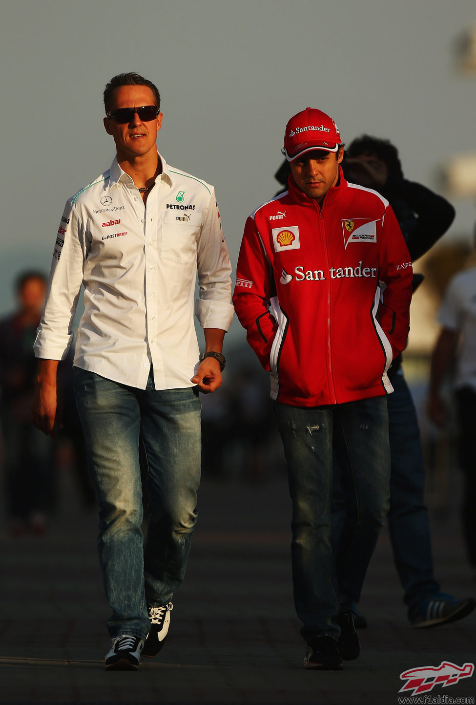Schumacher y Massa, juntos en el GP de Corea 2012