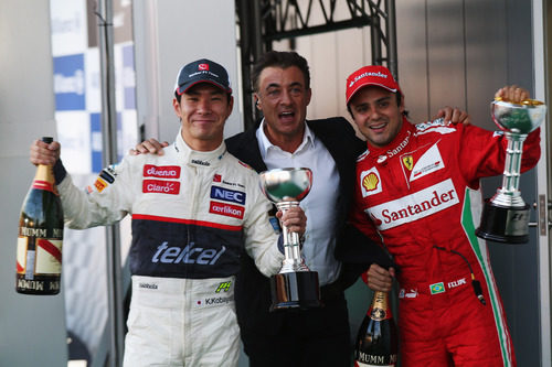 Kobayashi y Massa junto a Jean Alesi en Japón