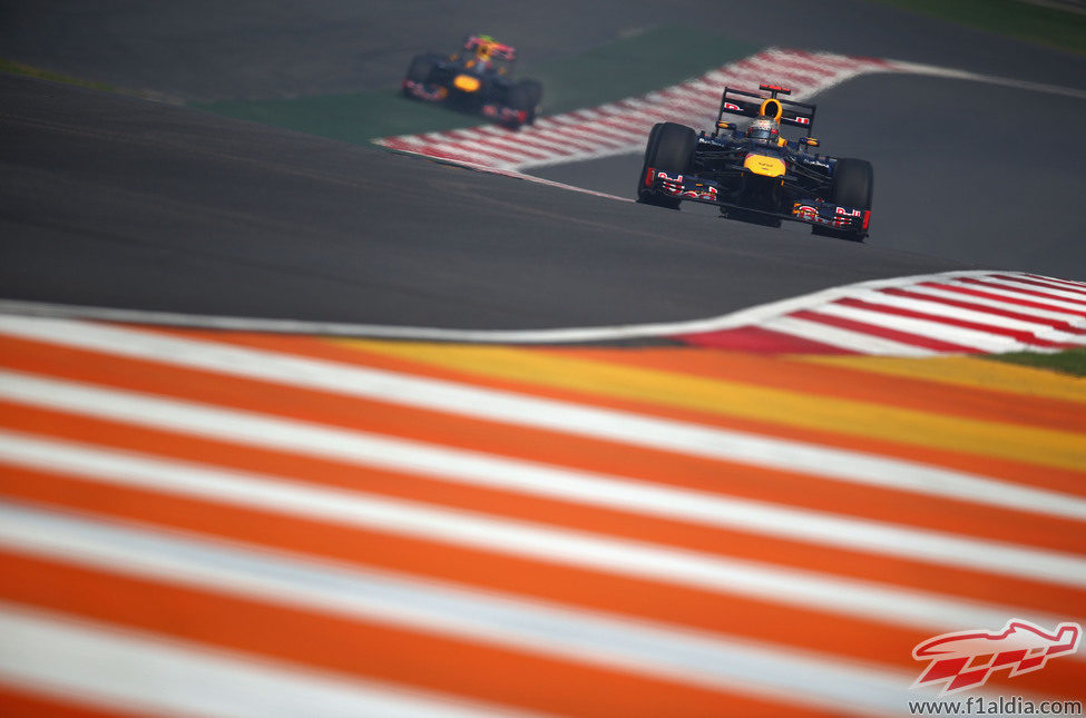 Sebastian Vettel y Mark Webber en los libres del GP de India