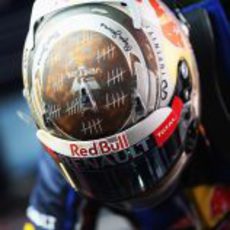 El casco de Sebastian Vettel en el GP de India 2012