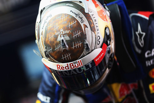 El casco de Sebastian Vettel en el GP de India 2012