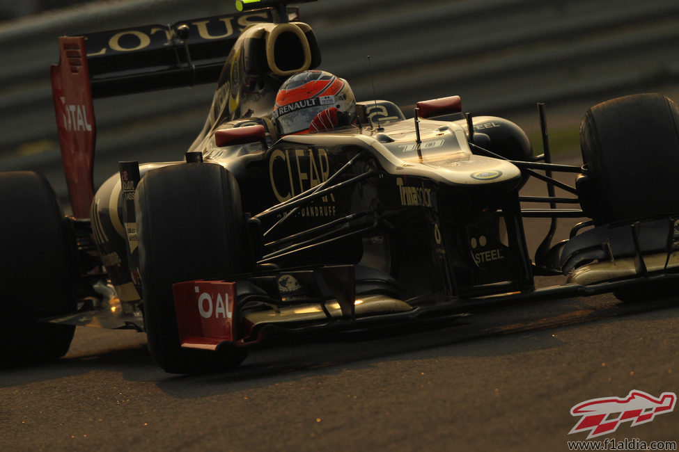 Plano de Romain Grosjean durante el GP de India 2012