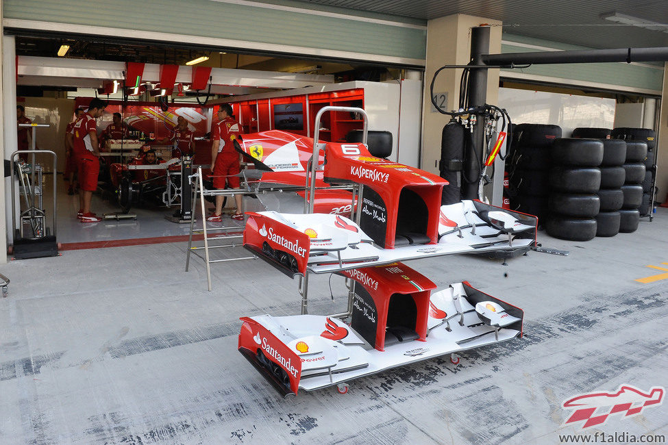 Los alerones de Ferrari listos en Yas Marina