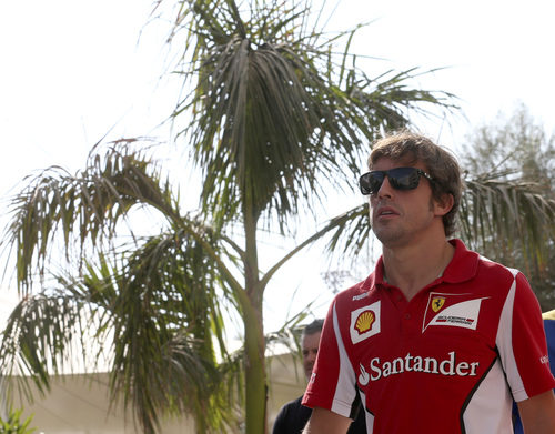 Fernando Alonso llega al circuito de Yas Marina