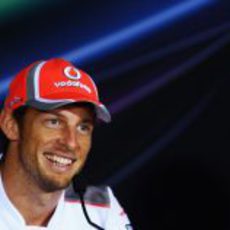 Jenson Button en la rueda de prensa de la FIA en Abu Dabi 2012