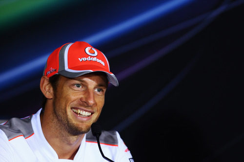 Jenson Button en la rueda de prensa de la FIA en Abu Dabi 2012