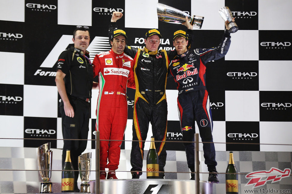 El podio del Gran Premio de Abu Dabi 2012