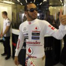 Lewis Hamilton estaba contento antes de iniciar la carrera