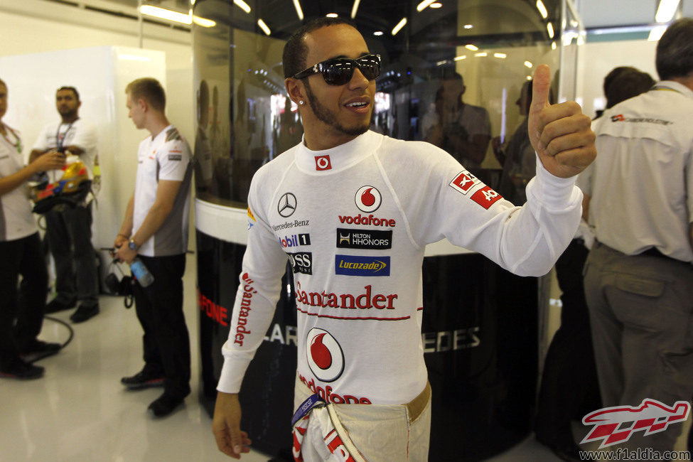 Lewis Hamilton estaba contento antes de iniciar la carrera