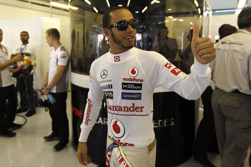 Lewis Hamilton estaba contento antes de iniciar la carrera
